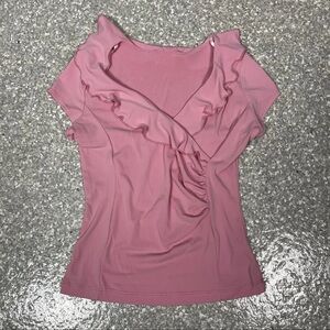 American Vintage Dusty Rose Ruffle Wrap Top